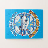 Reach New Heights! Dream Big - Cheerful  Airplane Legpuzzel (Horizontaal)