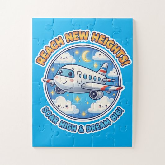 Reach New Heights! Dream Big - Cheerful  Airplane Legpuzzel (Verticaal)