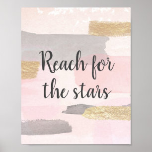 REACH voor STARS - Roze Gold Quote Poster