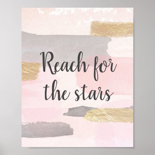 REACH voor STARS - Roze Gold Quote Poster (Voorkant)