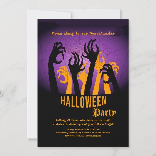 Reaching Hands Halloween-feest uitnodiging (Voorkant)