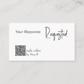 Reactie gevraagd RSVP Huwelijksbudget QR-code Visitekaartje (Voorkant)