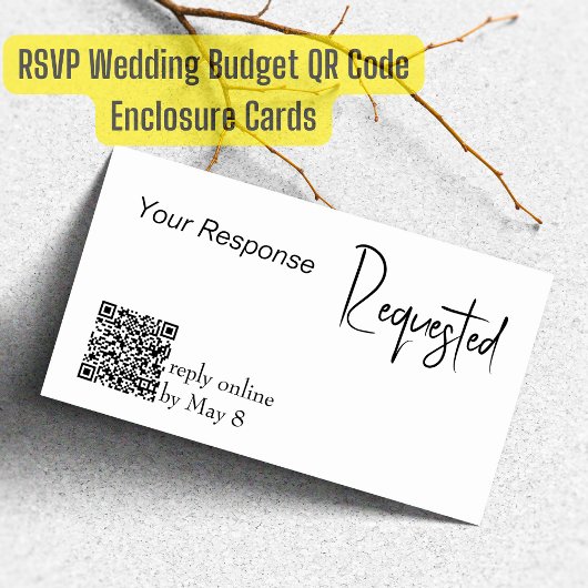 Reactie gevraagd RSVP Huwelijksbudget QR-code Visitekaartje
