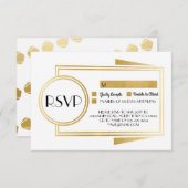 Reactie Kaarten Art Deco RSVP Gold White 1920 (Voorkant / Achterkant)