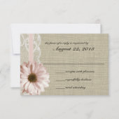 Reactie op Country Blush Daisy en Lace Burlap RSVP Kaartje (Voorkant)