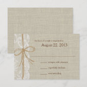 Reactie op Country Place en Burlap RSVP Kaartje (Voorkant / Achterkant)