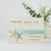 Reactie op Starfish and Ribbon Beach RSVP Kaartje (Staand voorkant)