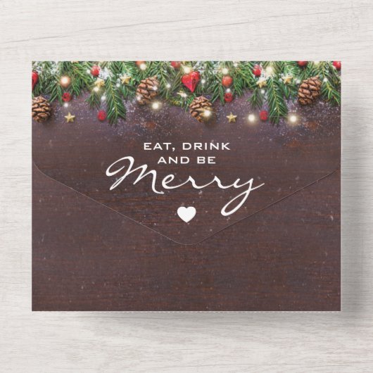 Reactie op uitnodiging voor rustiek kerstfeest (Achterkant)