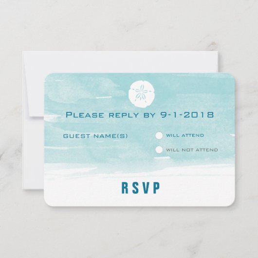 Reactie op zandband waterverf - ronde hoeken RSVP kaartje (Voorkant)