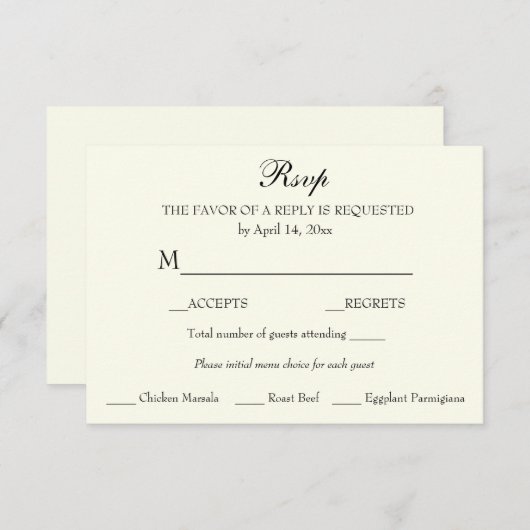 Reactie RSVP Minimalist Classic Elegant (Voorkant / Achterkant)