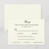 Reactie RSVP Minimalist Classic Elegant Kaartje (Voorkant / Achterkant)