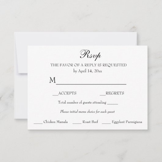 Reactie RSVP Minimalistisch Klassiek Elegant (Voorkant)
