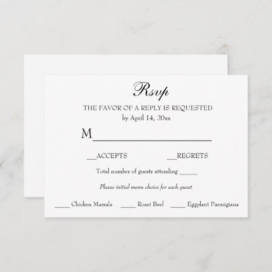 Reactie RSVP Minimalistisch Klassiek Elegant (Voorkant / Achterkant)