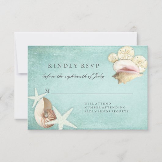 Reactie RSVP Zomerstrand Informele Schelpen Kunst Kaartje (Voorkant)