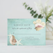 Reactie RSVP Zomerstrand Informele Schelpen Kunst Kaartje (Staand voorkant)