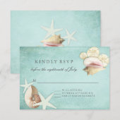 Reactie RSVP Zomerstrand Informele Schelpen Kunst Kaartje (Voorkant / Achterkant)