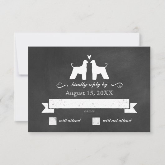reactie van Afghan Hound Silhouettes Weddenschap R RSVP Kaartje (Voorkant)