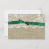 Reactie van Lace en Emerald Green Bow RSVP Kaartje (Achterkant)