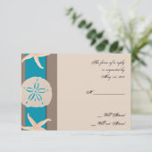 Reactiekaart voor bruine en turquoise-band RSVP kaartje (Staand voorkant)