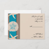 Reactiekaart voor bruine en turquoise-band RSVP kaartje (Voorkant / Achterkant)