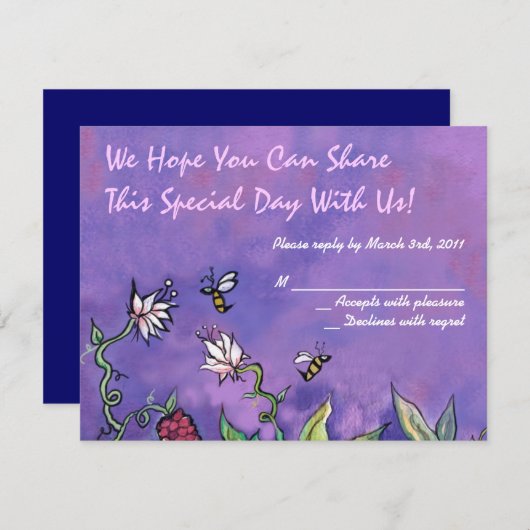 Reactiekaart voor vogels en bijen bruiloft kaart (Voorkant / Achterkant)