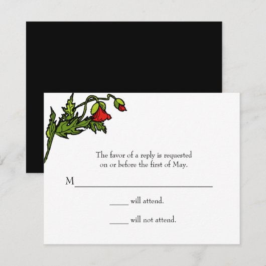 Reactiekaart voor winkel RSVP kaartje (Voorkant / Achterkant)