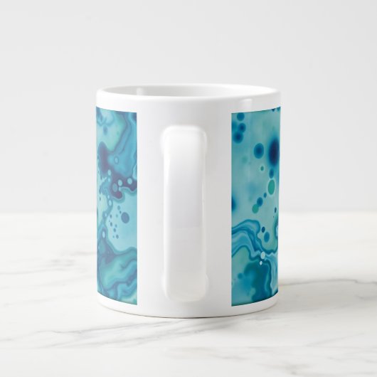 Reactive Glaze Deep Blue Green Fluid Texture Mug Grote Koffiekop (Achterkant)