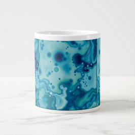 Reactive Glaze Deep Blue Green Fluid Texture Mug Grote Koffiekop
