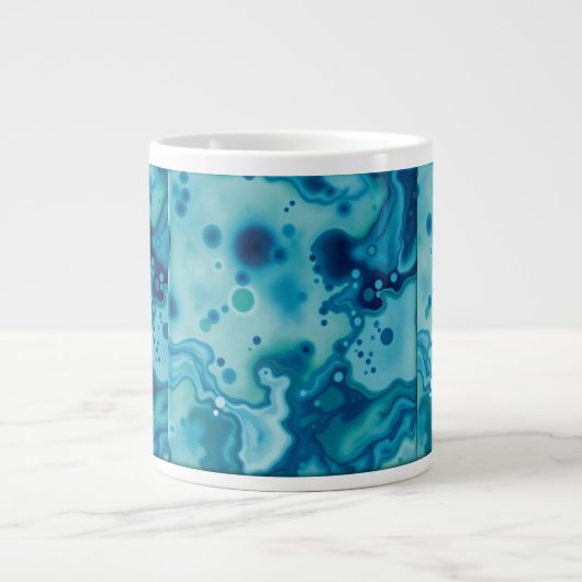 Reactive Glaze Deep Blue Green Fluid Texture Mug Grote Koffiekop (Voorkant)