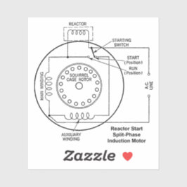 Reactorstarter Split-Phase Inductiemotor Diagram  Sticker
