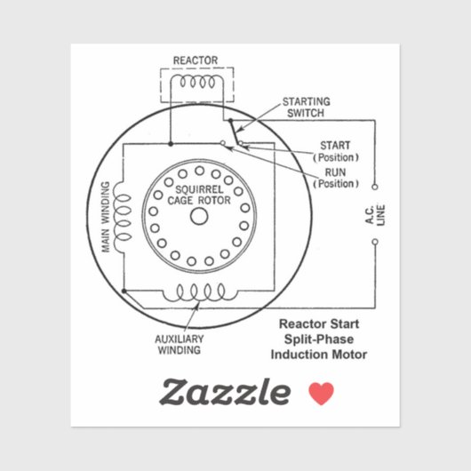 Reactorstarter Split-Phase Inductiemotor Diagram Sticker (Vel)