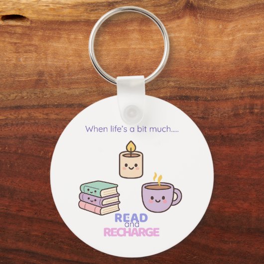 Read And Recharge Keyring Kawaii Book Lover Gift  Sleutelhanger (Achterkant)