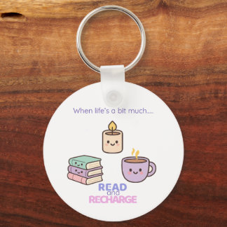 Read And Recharge Keyring Kawaii Book Lover Gift Sleutelhanger