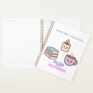 Read And Recharge Planner Kawaii Book Lover Gift