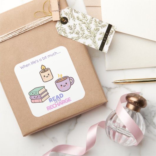 Read And Recharge Stickers Kawaii Book Lover Gift  (Geschenken)