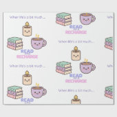 Read And Recharge Wrapping Paper Kawaii Book Lover Cadeaupapier (Vlak)