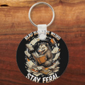 Read books be weird stay feral funny opossum sleutelhanger (Voorkant)