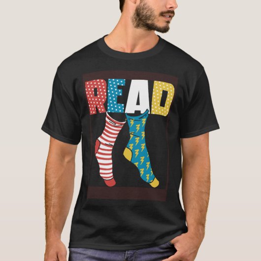 Read Books Wacky Socks Reading Teacher Book Nerds T-shirt (Voorkant)