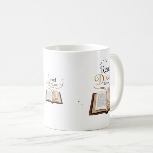 Read Dream Repeat Ceramic Mug - Flaming Book  Koffiemok (Voorkant rechts)