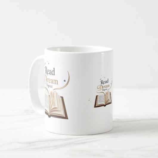 Read Dream Repeat Ceramic Mug - Flaming Book Koffiemok (Voorkant links)