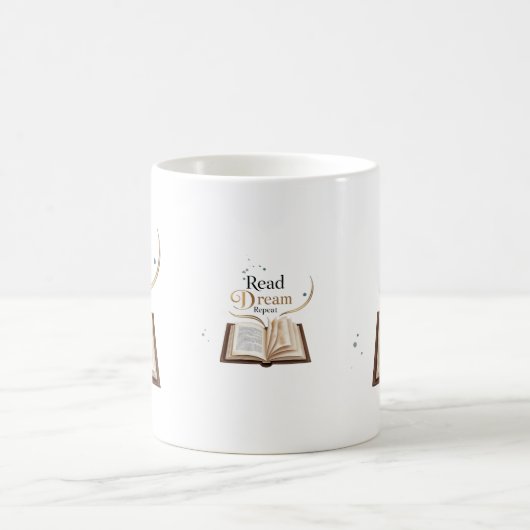 Read Dream Repeat Ceramic Mug - Flaming Book  Koffiemok (Center)