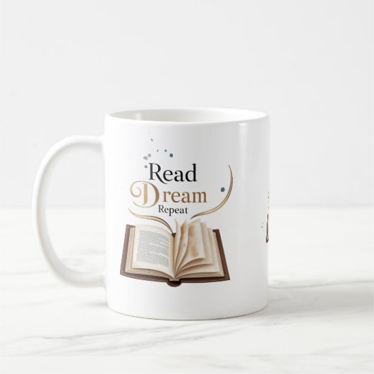 Read Dream Repeat Ceramic Mug - Flaming Book  Koffiemok (Links)