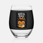 Read in Peace Funny Halloween Book Wijnglas Zonder Voet (Voorkant)