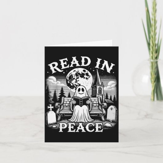 Read In Peace Ghost Reading Books Funny Halloween Kaart (Voorkant)