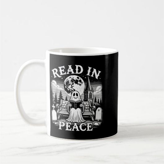 Read In Peace Ghost Reading Books Funny Halloween  Koffiemok (Links)