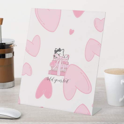 Read • Love • Display – Cat & Book Pedestal Sign Reclamebord Met Voetstuk (Insitu)