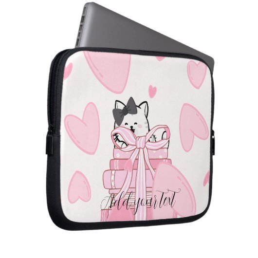Read • Love • Protect – Cat Book Electronics Bag Laptop Sleeve (Voorkant Rechts)
