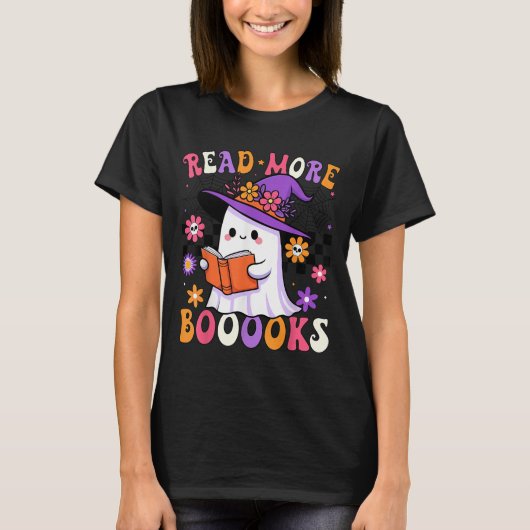 Read More Books Ghost Reading Book Funny Teacher H T-shirt (Voorkant)