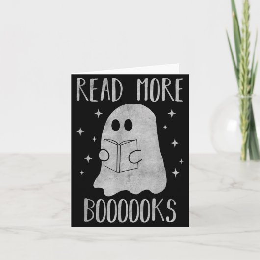 Read More Boooooks Funny Cute Halloween Ghost Read Kaart (Voorkant)
