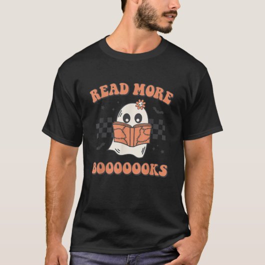 Read More Booooooks Bookish Spooky Teacher Retro H T-shirt (Voorkant)